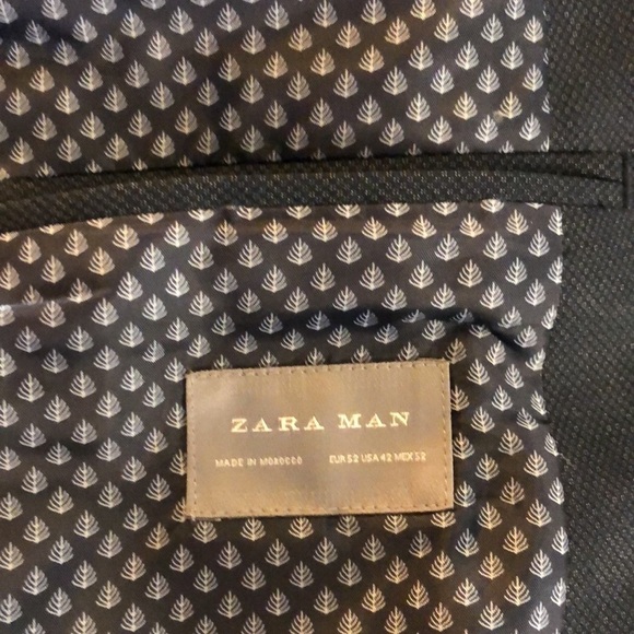 Zara Man Blue Two Button Front Closing Sport Coat with Built In Pocket Square - Picture 8 of 11